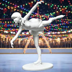 Редкая! Статуэтка «Фигуристка - Танец на льду», Бисквитный фарфор Kaiser, Германия -1979 год.