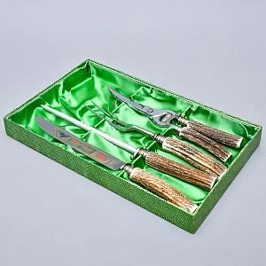 Набор для Барбекю «Охота» - 4 предмета, Stainless Steel Solingen Германия, 60 -е годы ХХ века.