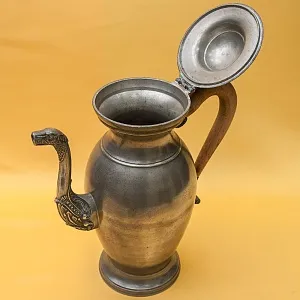 Антикварный Классический Большой Оловянный Кофейник на 3 литра. Бельгия,  ХIХ век.