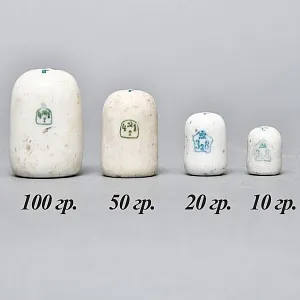 Редкость! Антикварный Набор фарфоровых гирь разновесов (100-50-20-10гр.) - СССР - 20 гг.