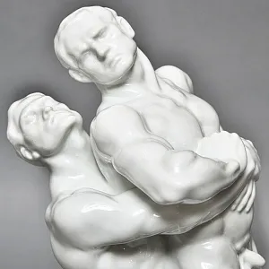 Редкость! Большая Фарфоровая статуэтка «Cпортсмены. БОРЦЫ», HEREND Венгрия, середина ХХ века.