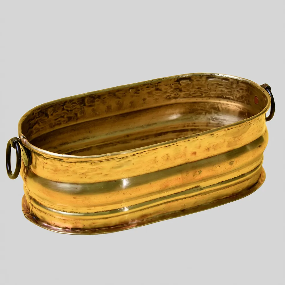 Винтажное Латунное Овальное Кашпо для цветов или Горшок - Зольник, Франция, середина ХХ века!