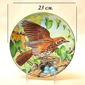 Коллекционная Тарелка «Певчий Дрозд» Фарфор Лимож Limoges Франция 1984 год.