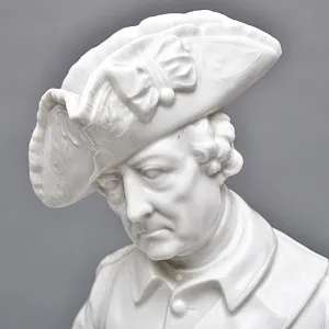 Антикварная Фарфоровая статуэтка «Старый Фриц. Король Пруссии Фридрих II с собаками»,  Volkstedt Германия.