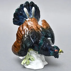 Антикварная Коллекционная Фарфоровая статуэтка «Птица - ГЛУХАРЬ», Hochst Германия начало ХХ века.