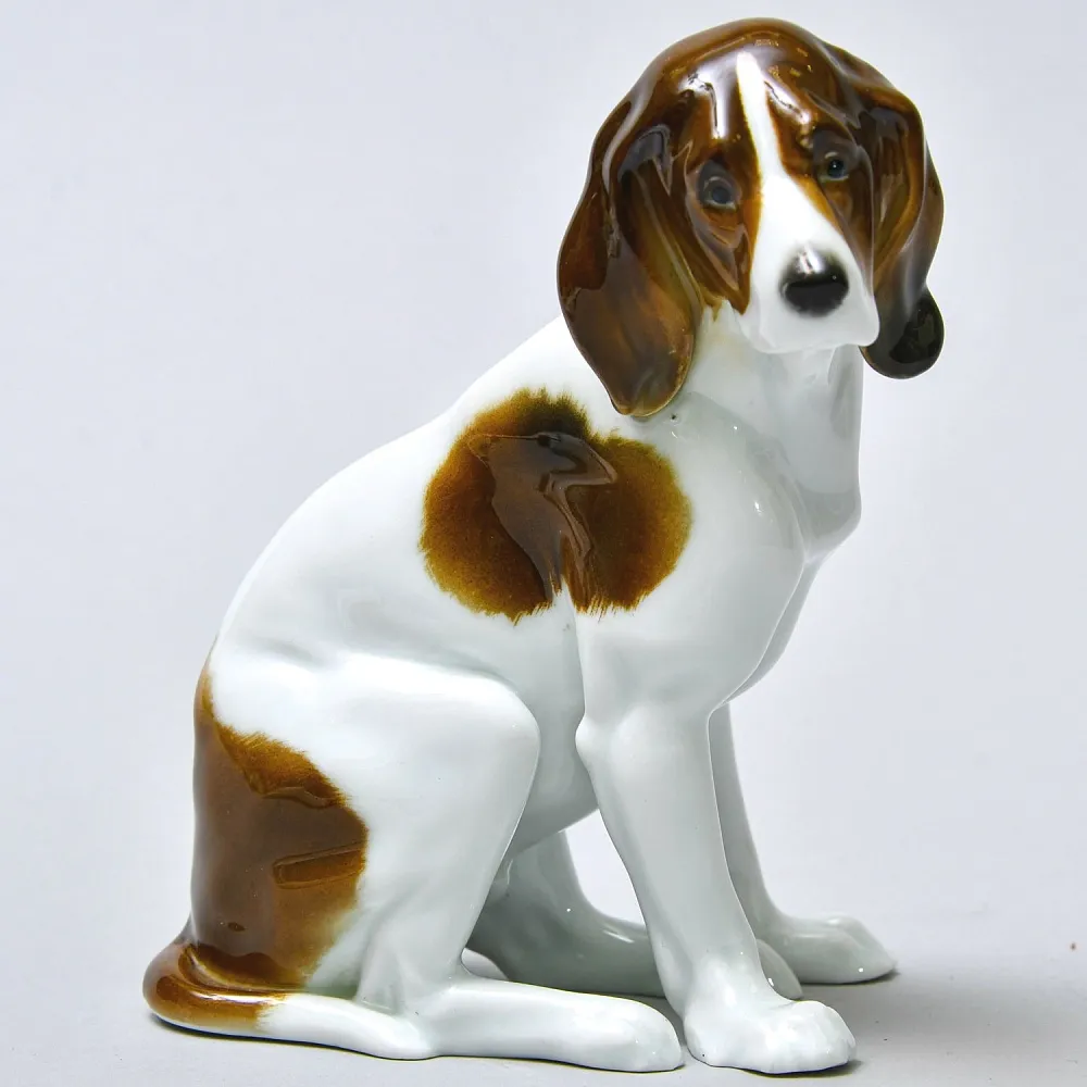 Антикварная Фарфоровая статуэтка «Грустный Спаниель», Karl Ens Германия, первая половина ХХ века.