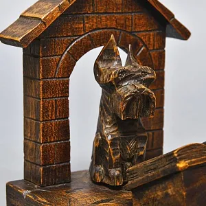 Авторские Деревянные Букенды - Держатели - Подставка для книг «Учёные Терьеры», Германия, 60-е гг.