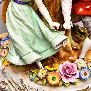 Редкость! Фарфоровая Настольная Электрическая Лампа «ХОРОВОД», Литофания, PLAUE Германия.