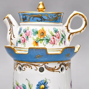 Антикварный Заварочный Чайник на подставке «Цветочная гирлянда», Франция - первая половина ХХ века.