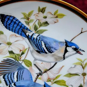 Коллекционная Тарелка - Блюдо «Голубая Сойка» Фарфор, Franklin Porcelain США -1980 год.