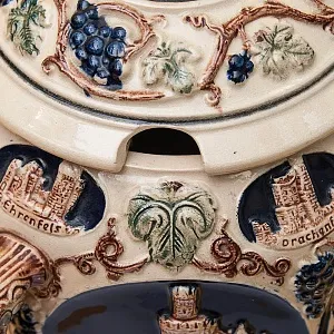 Крюшонница - Горшок для Глинтвейна «Старинные Замки» + 4-е Кружки Фаянс Германия