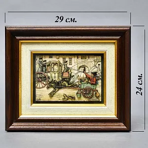 Объемная Картина - Панно в технике 3D декупаж «Два экипажа», 70-е годы ХХ века.