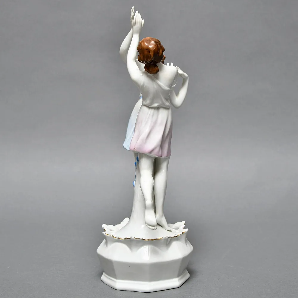 Антикварная Фарфоровая статуэтка Арт Деко «Танцующие девушки», VOLKSTEDT Германия, 30- гг.
