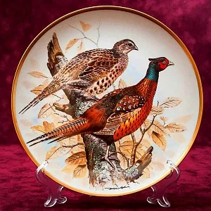 Коллекционная Тарелка «Фазан» Фарфор Лимож Limoges Франция 1979 год.