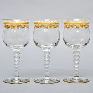 Хрустальные Фужеры - Бокалы для вина серия «Gold Laura», JOSEPHINENHUTTE, Германия -50 гг.
