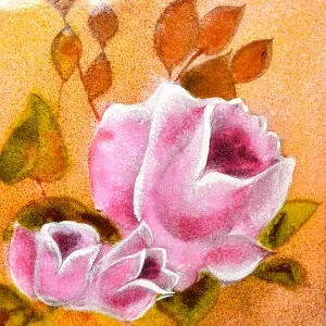 Авторская Эмаль - Картина - Натюрморт «Розовый Букет», Металл, Эмаль Германия -1983 год.