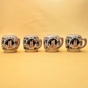 Крюшонница - Горшок для Глинтвейна «Старинные Замки» + 4-е Кружки Фаянс Германия