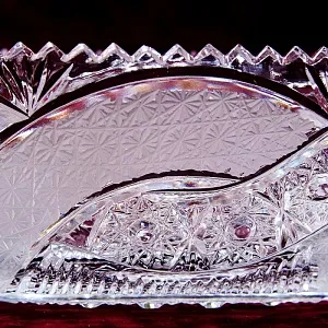 Конфетница - Ваза «Лодочка» Хрусталь, LAUSITZER GLASWERKE, Германия 60-е гг.