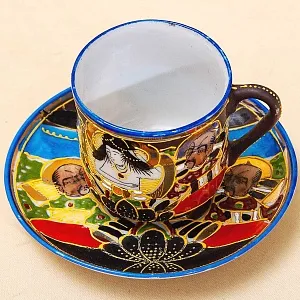 Антикварный Чайный фарфоровый сервиз в стиле Satsuma, Япония, FUTAJI, первая половина ХХ века.