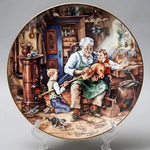 Коллекционная Тарелка «Дедушкина мастерская» Фарфор, Weimar Porzellan Германия -1993 год.