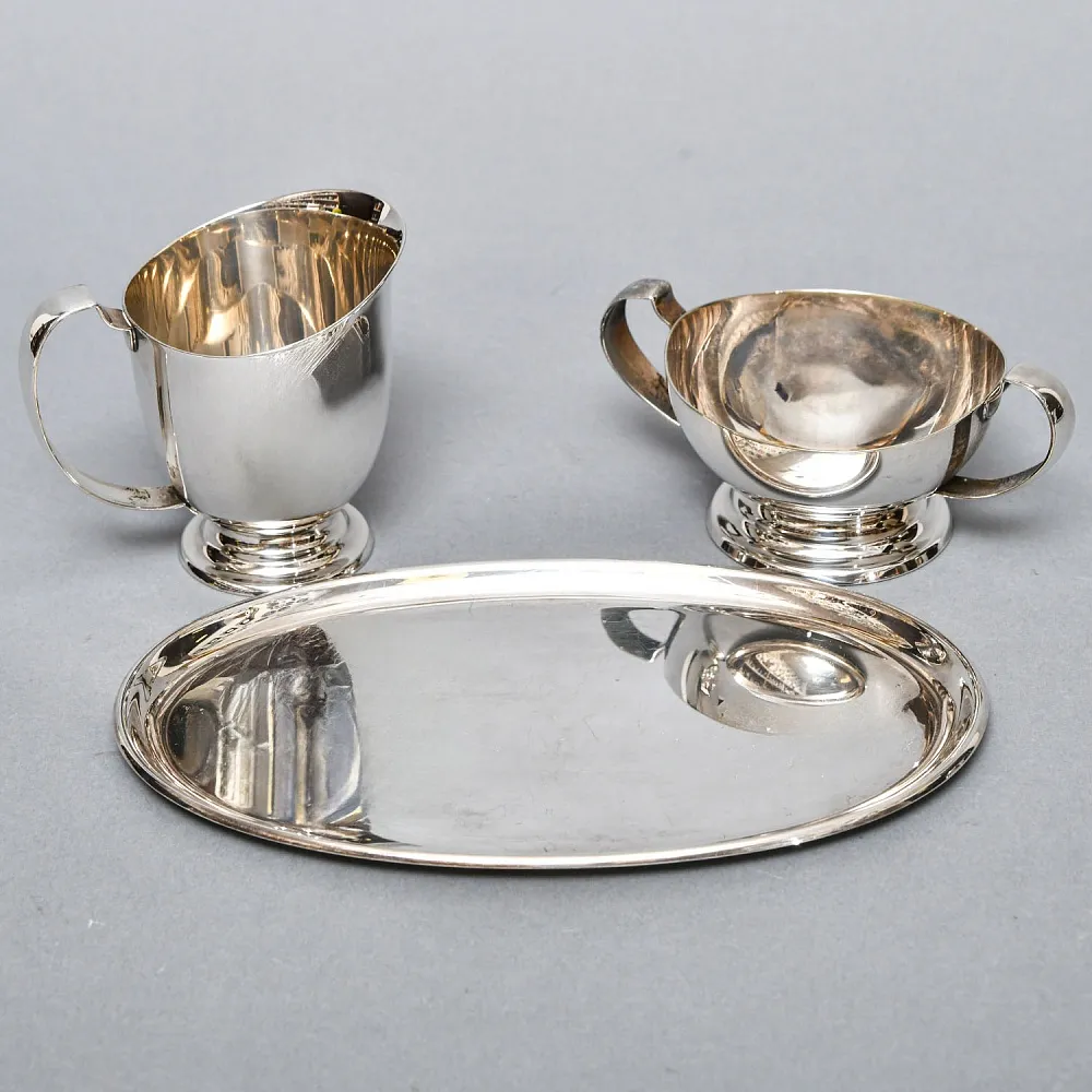 Винтажный Набор Соусников на подносе Silverplated, Англия - середина ХХ века. 