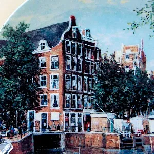 Коллекционная Тарелка «Канал Сингел в Амстердаме» Фарфор, Royal MOSA, Голландия -1991 год.