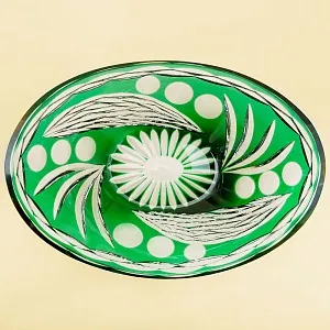 Винтажная Вазочка - Конфетница «Лодочка» Цветной Хрусталь, BEYER, Германия 70-е гг.