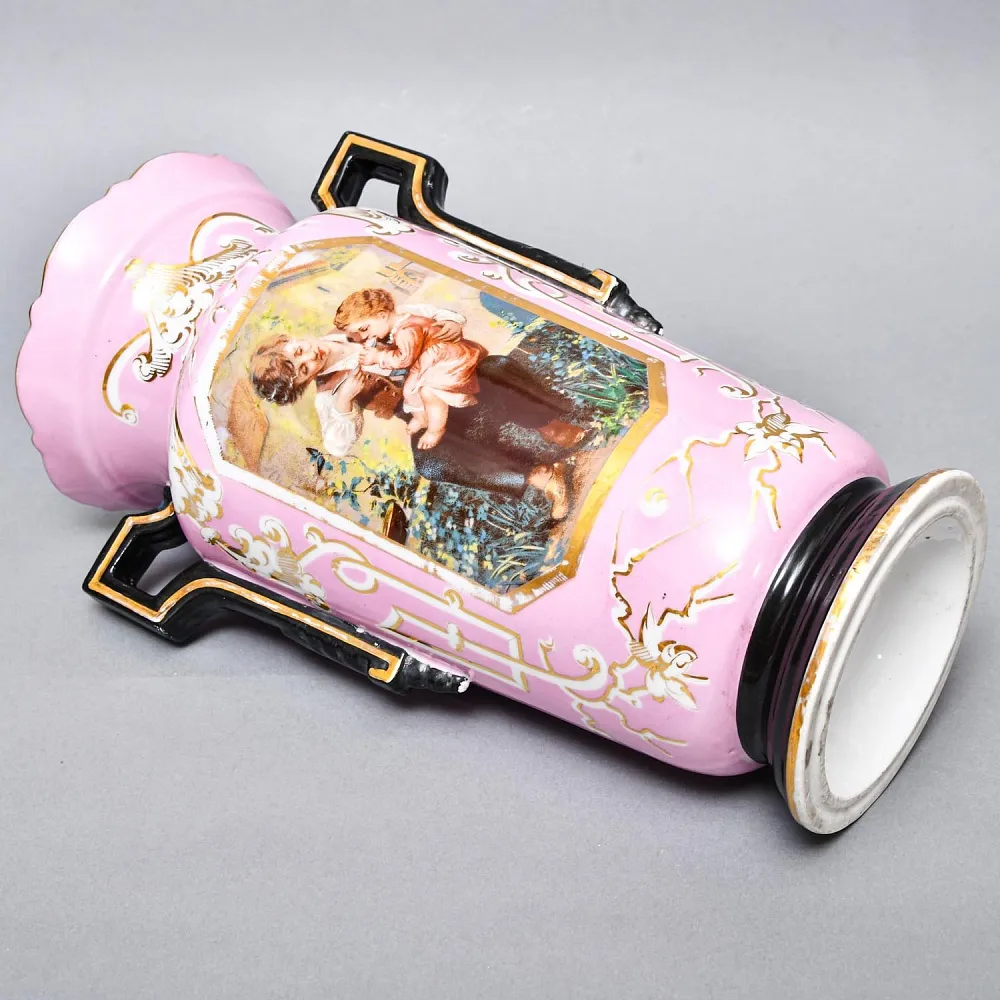 Редкость! Антикварные Парные Фарфоровые Вазы «Мгновения детства», Франция, конец XIX века. 