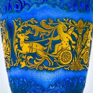 Редкость! Антикварная Хрустальная Ваза «Античные Колесницы», JOSEPHINENHUTTE, Германия 1915 -1920 гг.