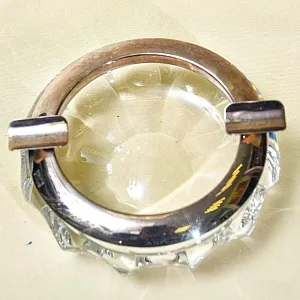 Хрустальная Пепельница в металлическом окладе Silverplate, SCHONBORNER Германия 60гг.