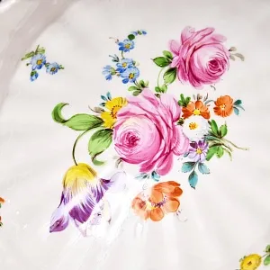 Фарфоровая Сухарница - Конфетница на ножках «Букет с розами», SP Dresden / Potschappel Германия.