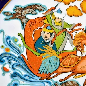 Коллекционное Блюдо - Тарелка «Мифы, сказания. Битва с волками» Фарфор, Hutschenreuther Германия. 