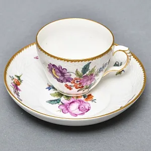 Антикварная Кофейная пара «Летние цветы», Фарфор Royal Copenhagen Дания, 1870 - 1890 годы. 