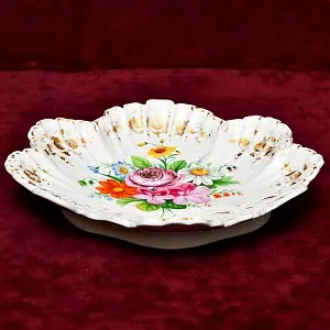 Антикварная Фарфоровая Тарелка - Блюдо «Летний букет с Ромашкой», Германия, конец ХIX - начало ХХ веков.