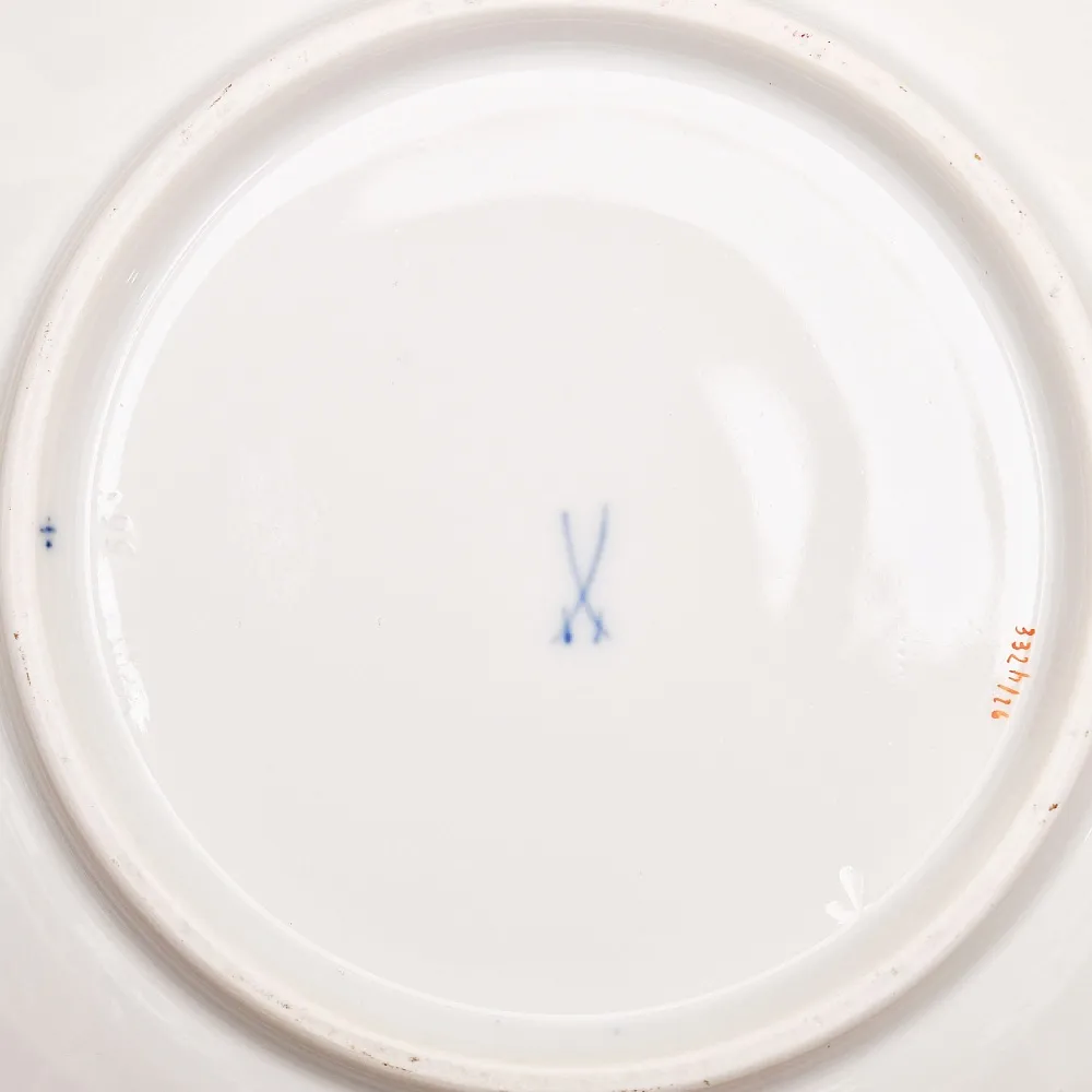 Коллекционное Фарфоровое Блюдо - Тарелка «Букет с розой и колокольчиком» Кобальт, MEISSEN Германия. 