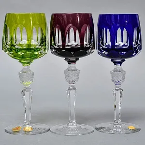 Бокалы для вина - 6 шт., Цветной Хрусталь серия «ANTIKA», NACHTMANN Германия, 70 -е годы. 