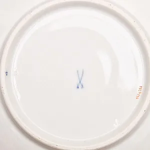 Коллекционное Фарфоровое Блюдо - Тарелка «Букет с розой и колокольчиком» Кобальт, MEISSEN Германия. 