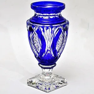 Редкость! Ваза на ноге Синего Цвета, Хрусталь VAL SAINT LAMBERT Бельгия 60гг.