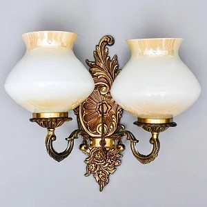 Винтажный Электрический Настенный Двух рожковый Светильник - Бра, бронза СССР 70 -е гг.