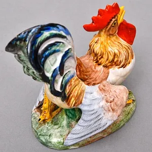 Коллекционные Парные статуэтки «Птицы. Бойцовые петухи», Фаянс, Италия - вторая половина ХХ века. 