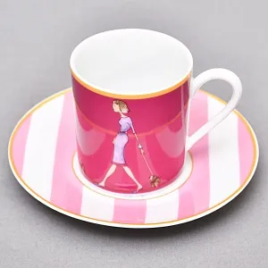 Набор из 4-х Кофейных пар «За покупками - Shopping», Limoges Medard de Noblat Франция, конец ХХ века.