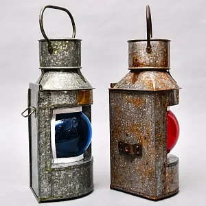 Винтажный Керосиновый Фонарь «Корабельная Сигнальная пара - Левый и Правый», СССР -1965 год.