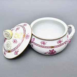 Фарфоровая Супница - Тюрина на подставке «APPONYI PURPUR», HEREND Венгрия - 1942 год.  