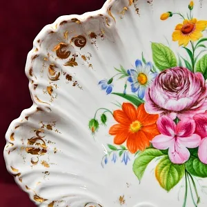 Антикварная Фарфоровая Тарелка - Блюдо «Летний букет с Ромашкой», Германия, конец ХIX - начало ХХ веков.