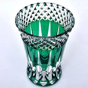 Коллекционная Хрустальная Ваза зелёного цвета, VAL SAINT LAMBERT (Вал Сант Ламберт), Бельгия.