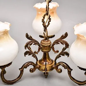 Винтажная Электрическая Бронзовая Трёх рожковая Люстра, СССР 70 -е гг. 