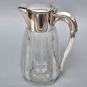 Винтажный Хрустальный Графин - Кувшин на 2,8 литра с Колбой для льда, Silverplated Германия. 