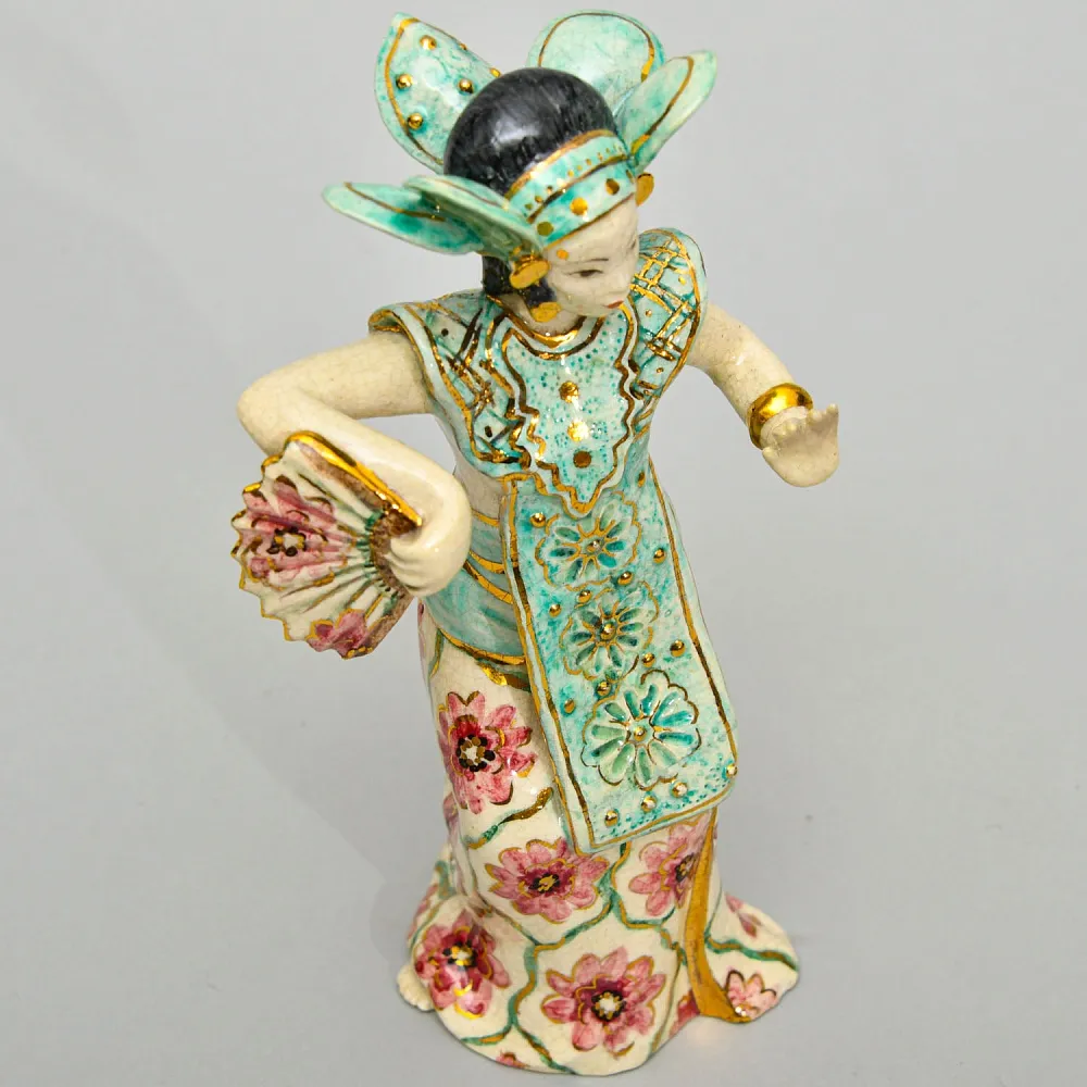 Коллекционная Фаянсовая статуэтка "Балийский танец", Poterie D'Art de Lausanne Швейцария - вторая половина ХХ века.