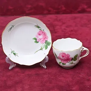 Классическая Фарфоровая Кофейная пара «РОЗА», MEISSEN Германия, середина ХХ века.