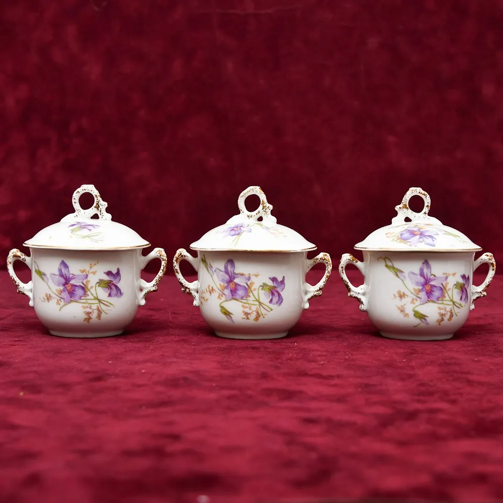 Антикварный Порционный Набор Соусников на Подносе, Фарфор Limoges Франция, начало ХХ века.